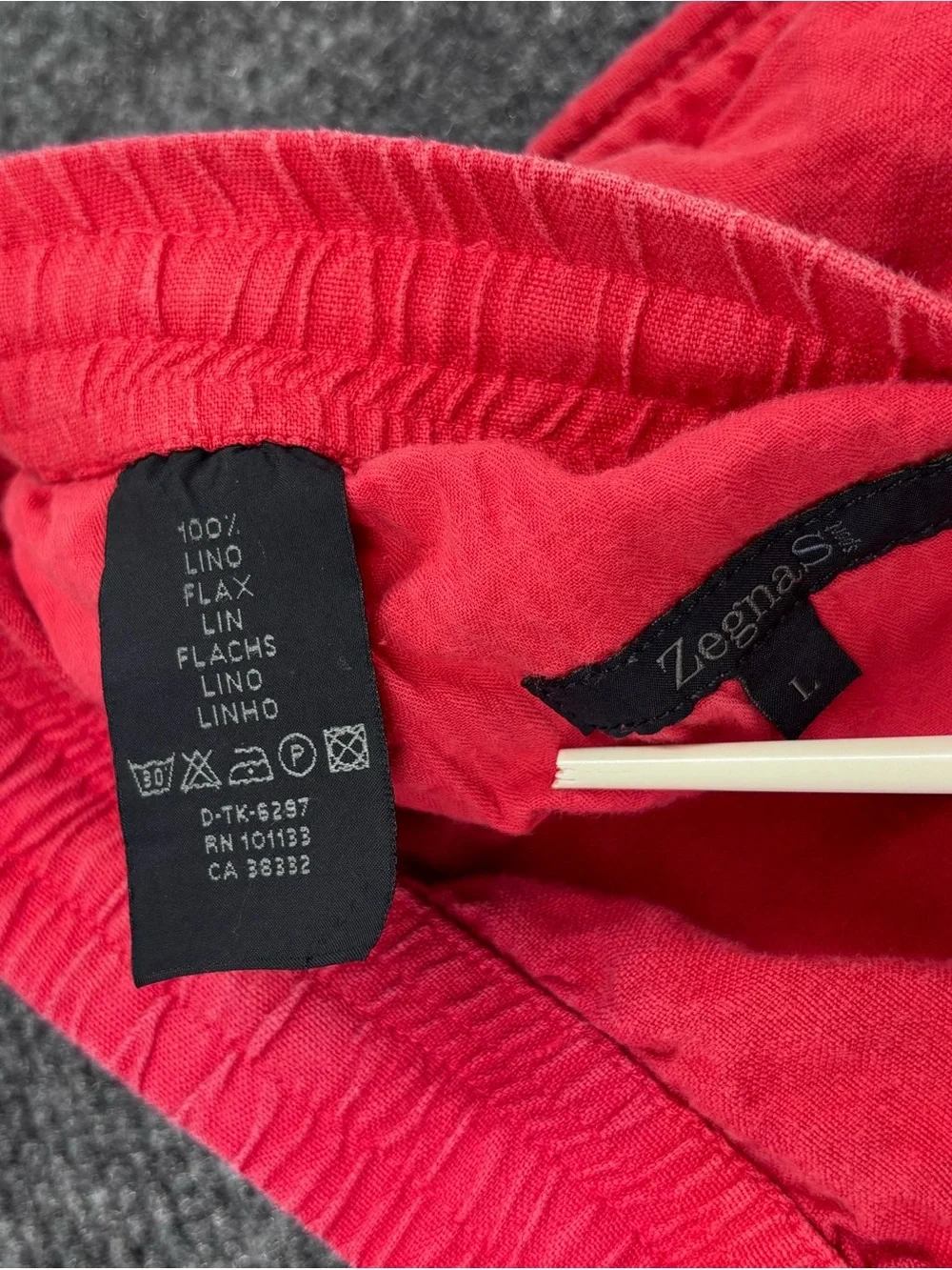 ZegnaS Sport Sun-kissed Red 100% Flax Linen Straight Leg Pants Men’s L